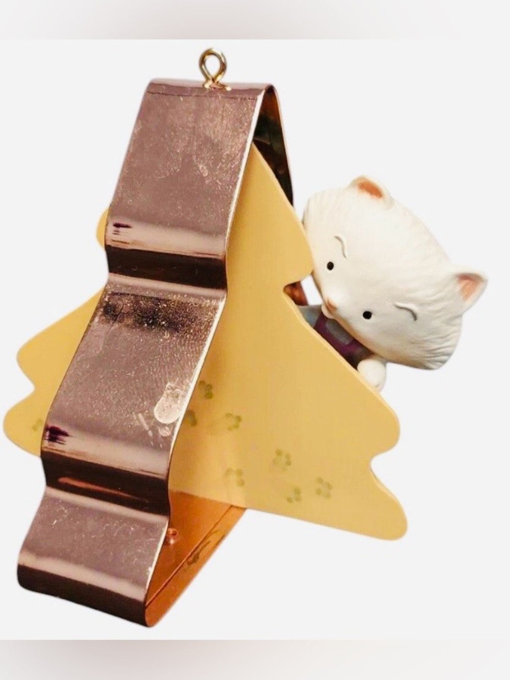 2002 Baking Kitchen & Baking Cute White Cat Clip-On Backpack Accessory in Yellow